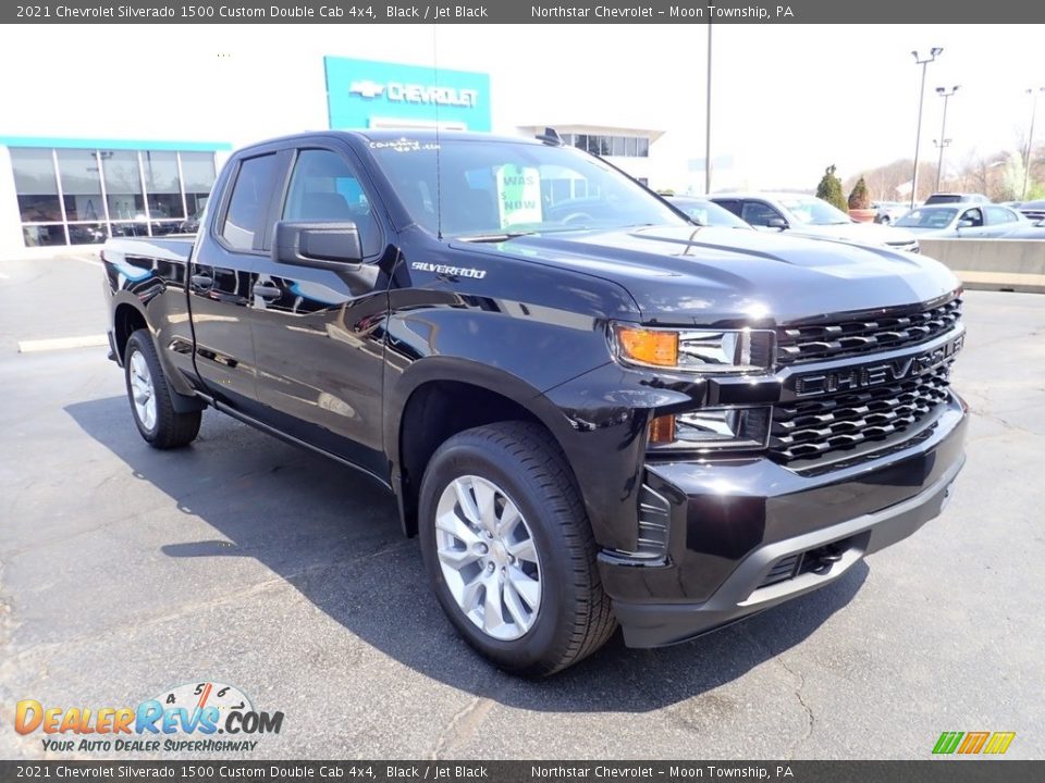 2021 Chevrolet Silverado 1500 Custom Double Cab 4x4 Black / Jet Black Photo #7