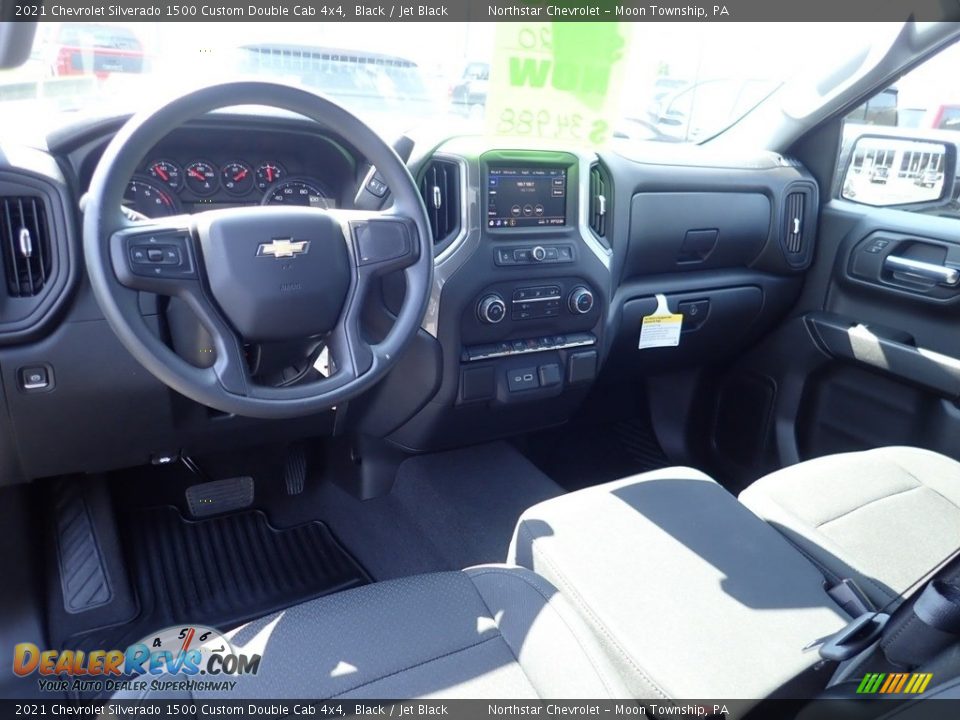 2021 Chevrolet Silverado 1500 Custom Double Cab 4x4 Black / Jet Black Photo #15