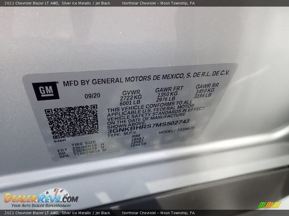 2021 Chevrolet Blazer LT AWD Silver Ice Metallic / Jet Black Photo #18