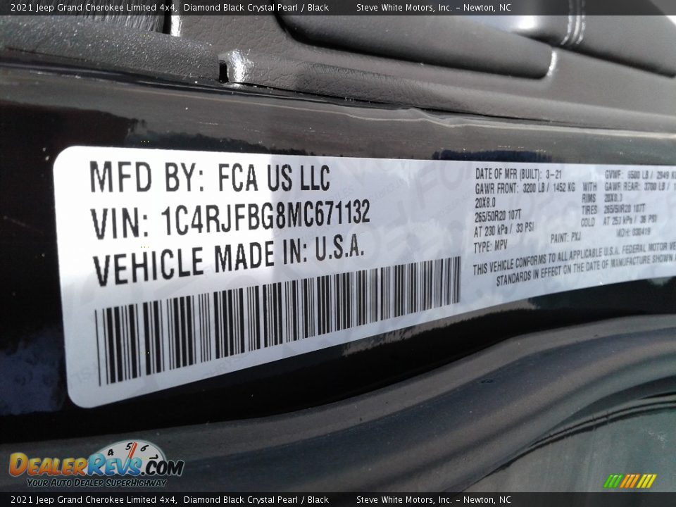 2021 Jeep Grand Cherokee Limited 4x4 Diamond Black Crystal Pearl / Black Photo #35