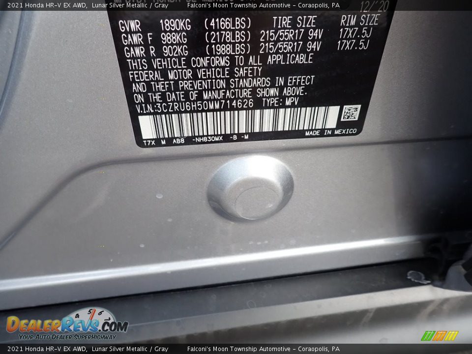 2021 Honda HR-V EX AWD Lunar Silver Metallic / Gray Photo #11