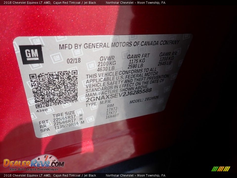 2018 Chevrolet Equinox LT AWD Cajun Red Tintcoat / Jet Black Photo #28