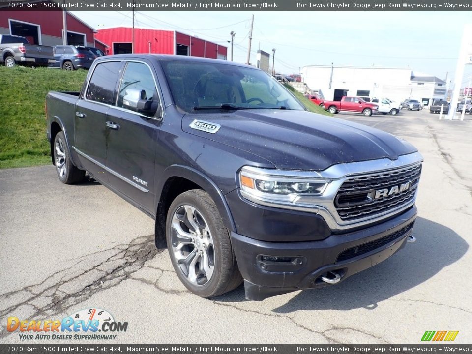 2020 Ram 1500 Limited Crew Cab 4x4 Maximum Steel Metallic / Light Mountain Brown/Black Photo #8