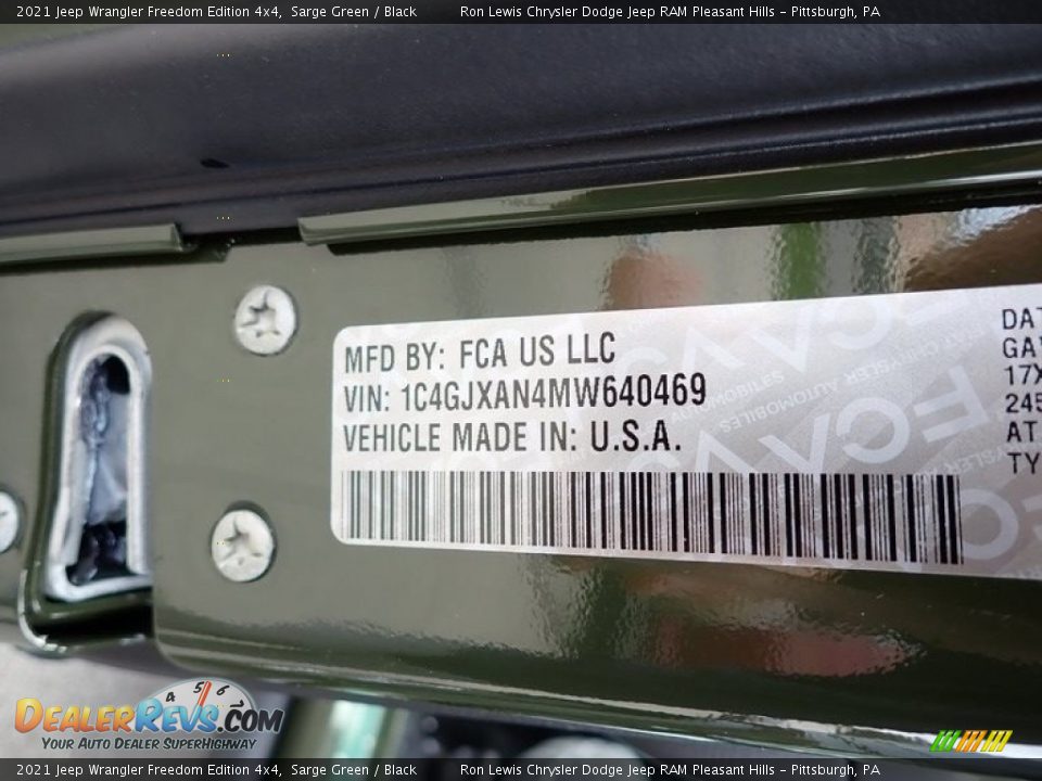 2021 Jeep Wrangler Freedom Edition 4x4 Sarge Green / Black Photo #14