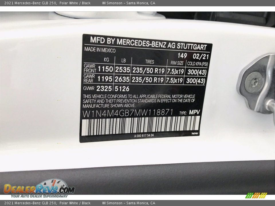 2021 Mercedes-Benz GLB 250 Polar White / Black Photo #11