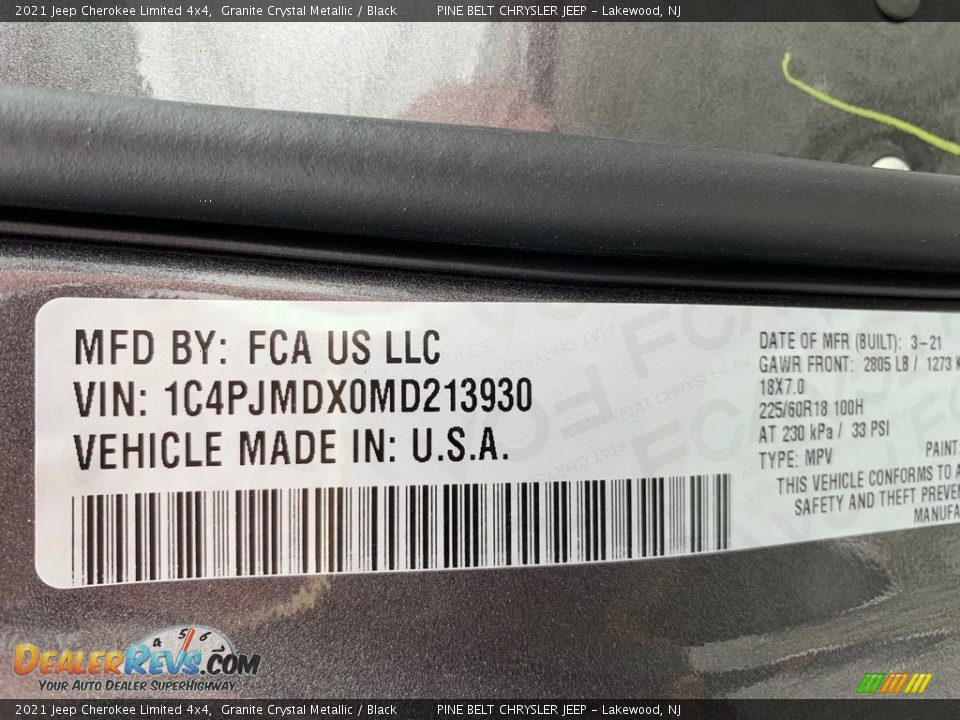 2021 Jeep Cherokee Limited 4x4 Granite Crystal Metallic / Black Photo #14