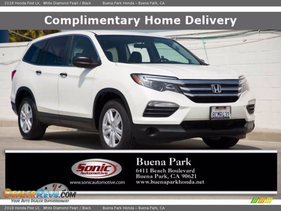 2018 Honda Pilot LX White Diamond Pearl / Black Photo #1