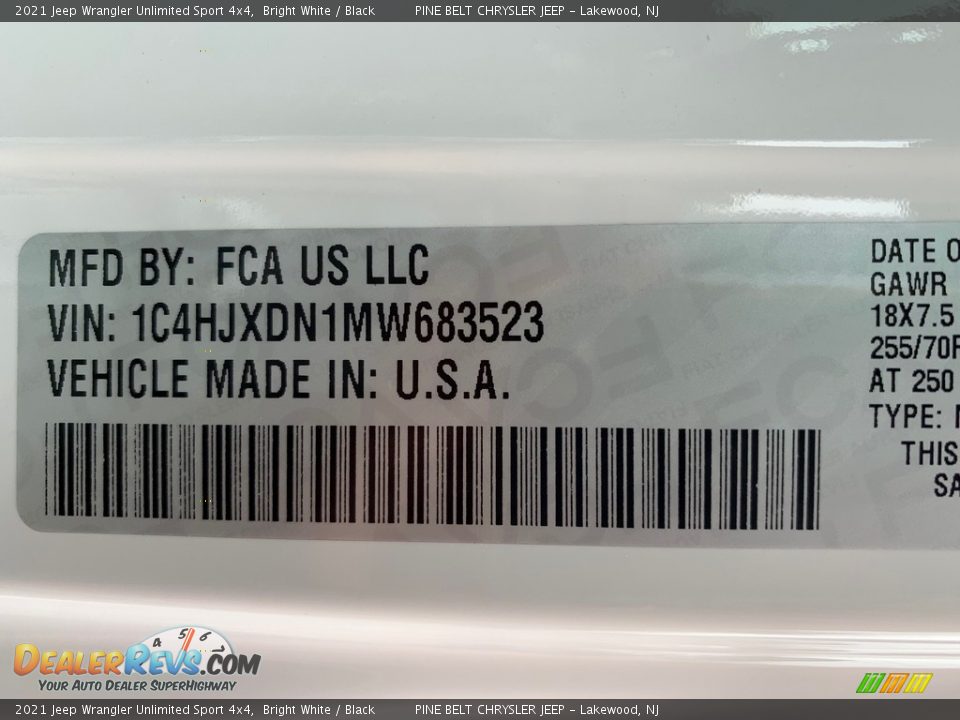 2021 Jeep Wrangler Unlimited Sport 4x4 Bright White / Black Photo #14