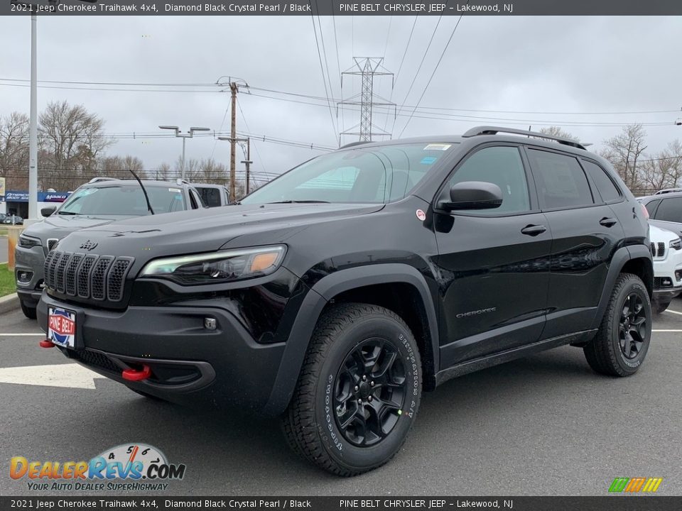 2021 Jeep Cherokee Traihawk 4x4 Diamond Black Crystal Pearl / Black Photo #1