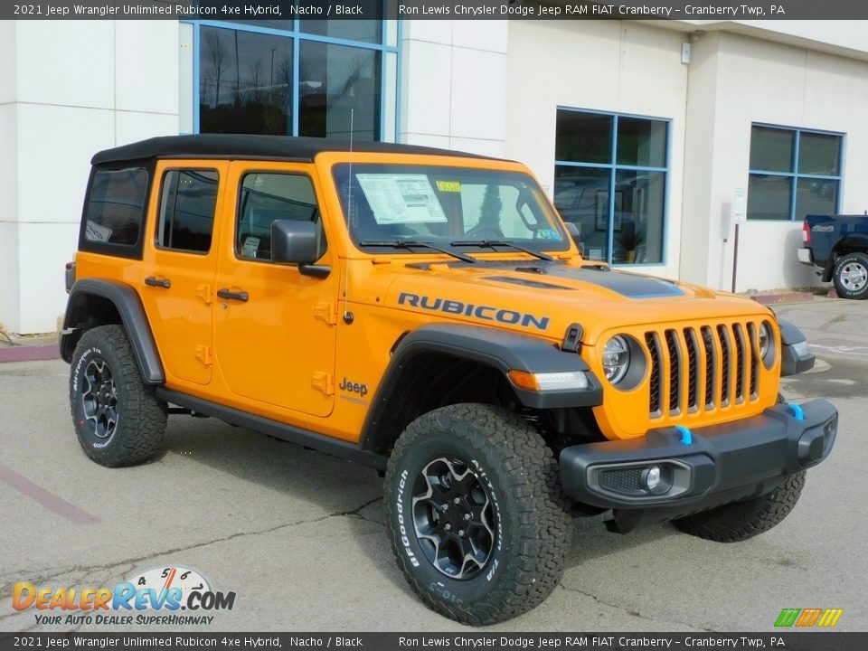 Front 3/4 View of 2021 Jeep Wrangler Unlimited Rubicon 4xe Hybrid Photo #3