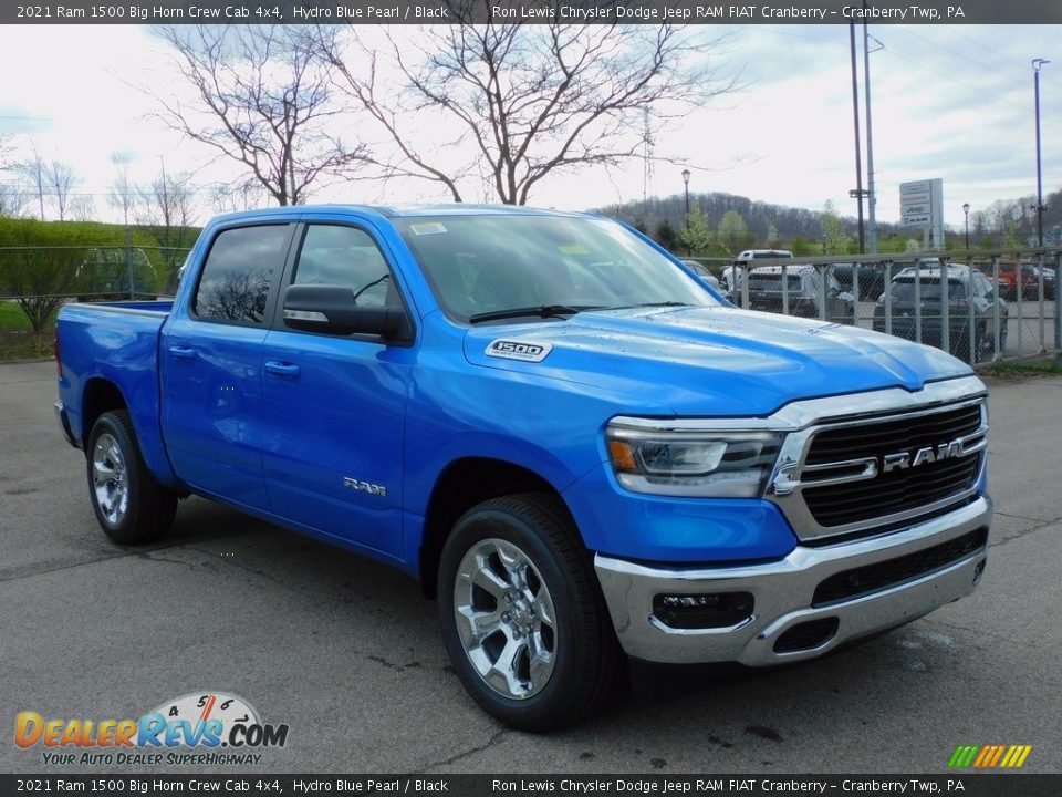 2021 Ram 1500 Big Horn Crew Cab 4x4 Hydro Blue Pearl / Black Photo #3