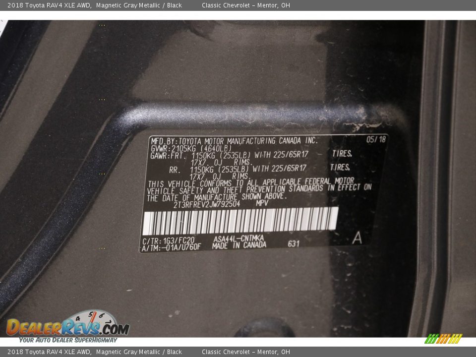 2018 Toyota RAV4 XLE AWD Magnetic Gray Metallic / Black Photo #18