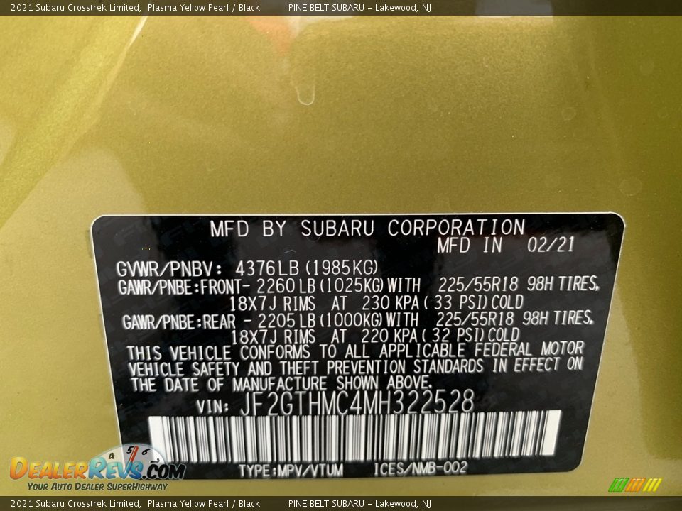 2021 Subaru Crosstrek Limited Plasma Yellow Pearl / Black Photo #14