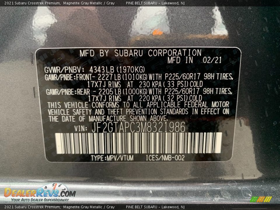 2021 Subaru Crosstrek Premium Magnetite Gray Metallic / Gray Photo #14