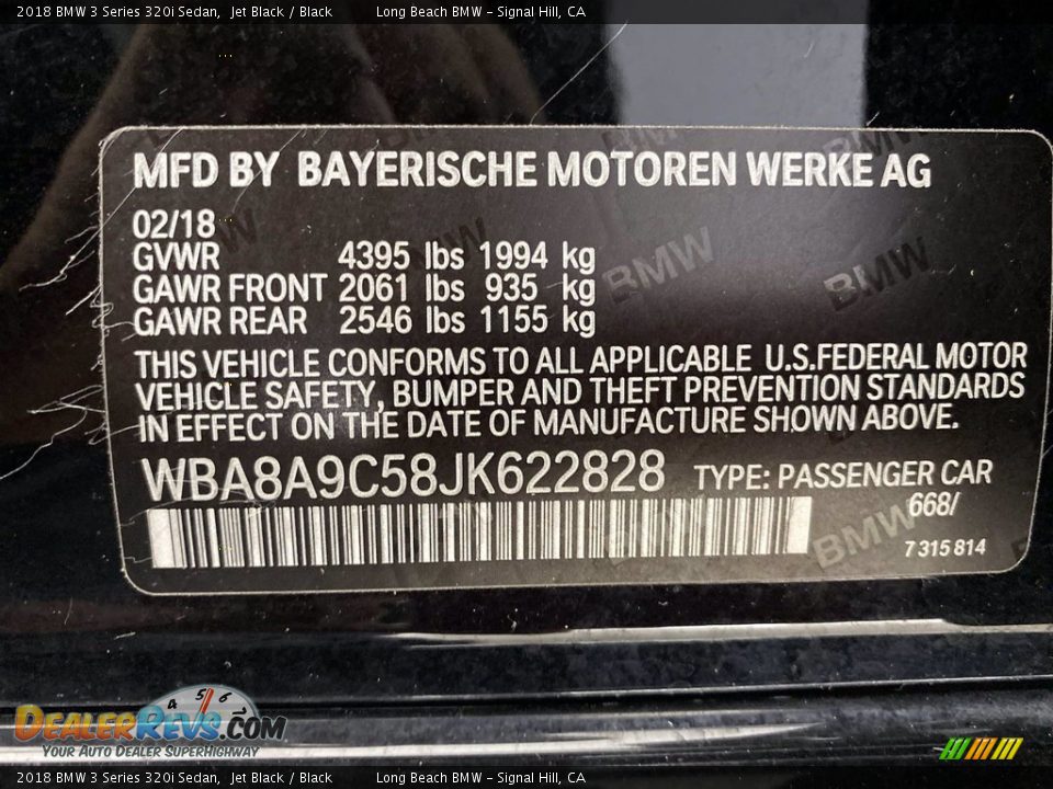 2018 BMW 3 Series 320i Sedan Jet Black / Black Photo #36