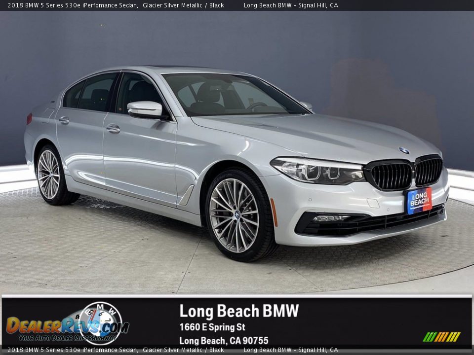 2018 BMW 5 Series 530e iPerfomance Sedan Glacier Silver Metallic / Black Photo #1