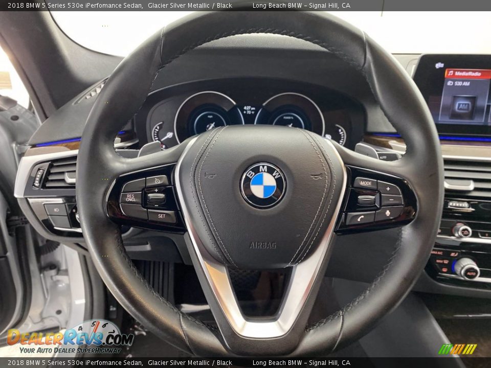 2018 BMW 5 Series 530e iPerfomance Sedan Glacier Silver Metallic / Black Photo #17