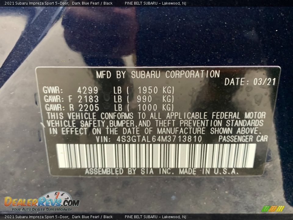 2021 Subaru Impreza Sport 5-Door Dark Blue Pearl / Black Photo #14