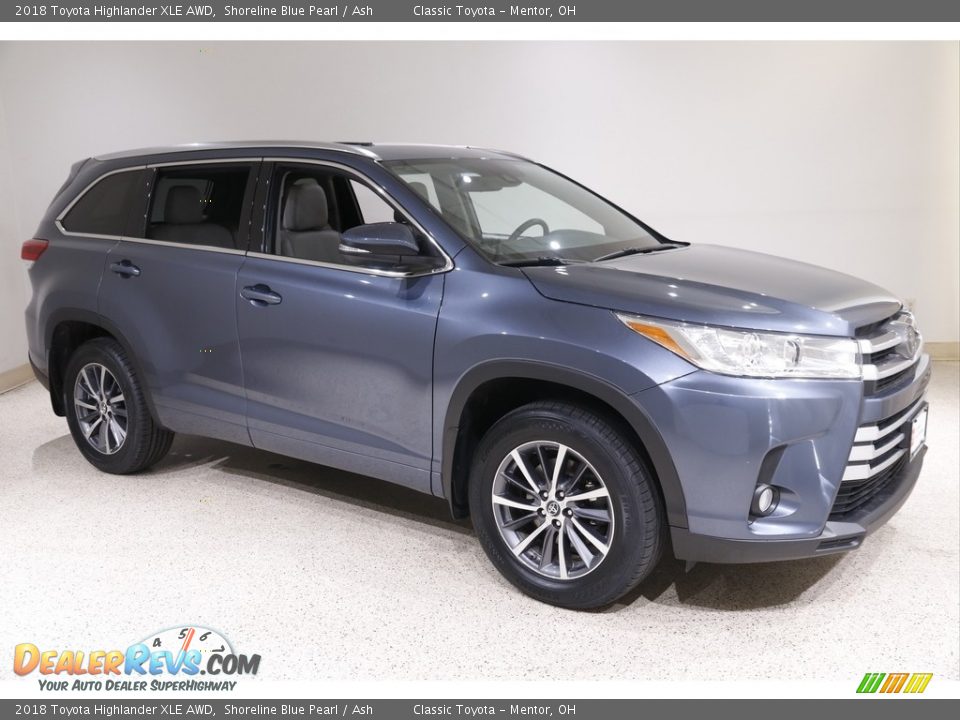 2018 Toyota Highlander XLE AWD Shoreline Blue Pearl / Ash Photo #1
