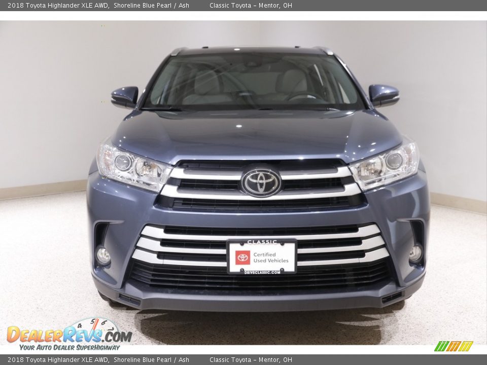 2018 Toyota Highlander XLE AWD Shoreline Blue Pearl / Ash Photo #2