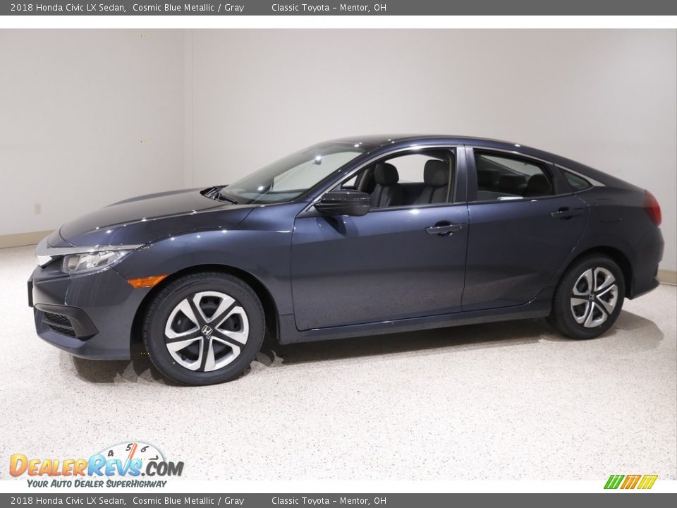 2018 Honda Civic LX Sedan Cosmic Blue Metallic / Gray Photo #3