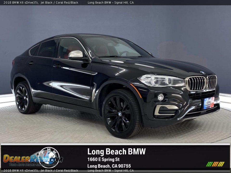 2018 BMW X6 sDrive35i Jet Black / Coral Red/Black Photo #1