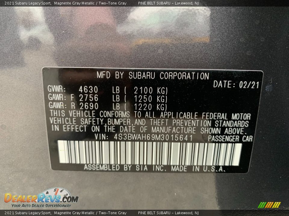 2021 Subaru Legacy Sport Magnetite Gray Metallic / Two-Tone Gray Photo #14