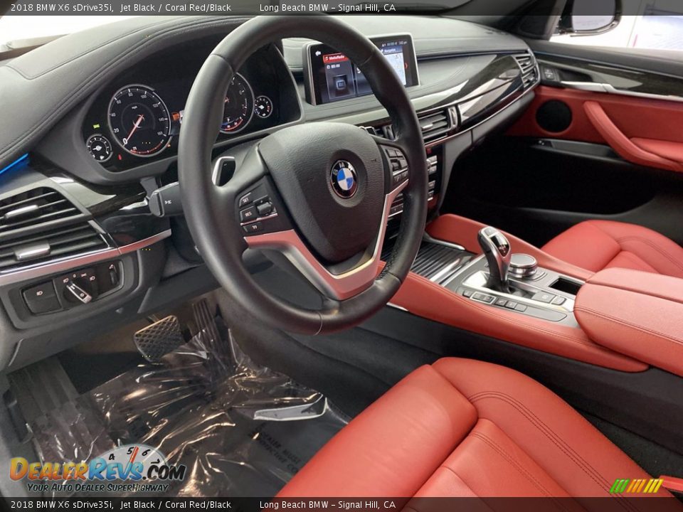 2018 BMW X6 sDrive35i Jet Black / Coral Red/Black Photo #16