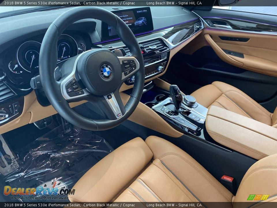 2018 BMW 5 Series 530e iPerfomance Sedan Carbon Black Metallic / Cognac Photo #16