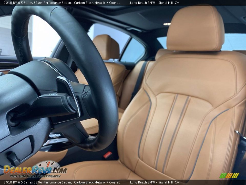 2018 BMW 5 Series 530e iPerfomance Sedan Carbon Black Metallic / Cognac Photo #17