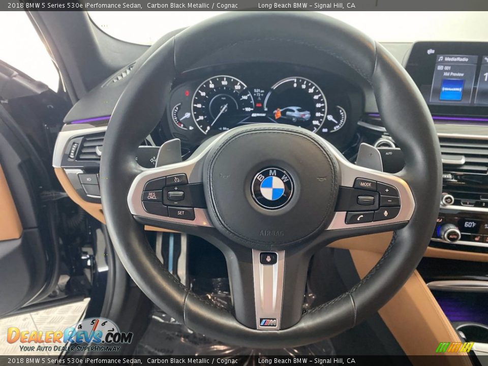 2018 BMW 5 Series 530e iPerfomance Sedan Carbon Black Metallic / Cognac Photo #18