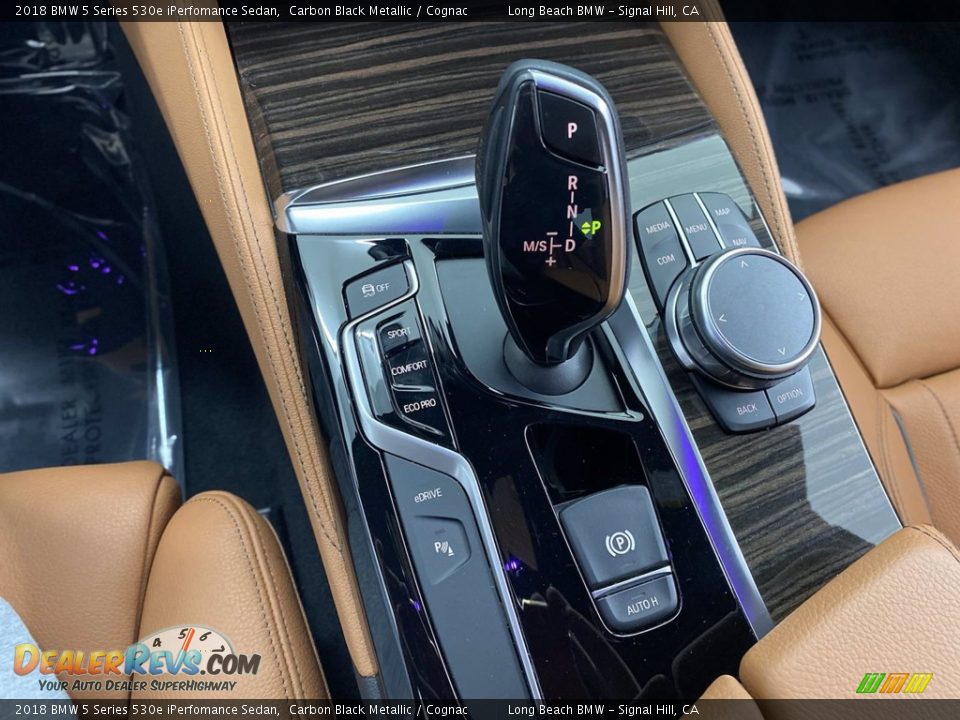 2018 BMW 5 Series 530e iPerfomance Sedan Carbon Black Metallic / Cognac Photo #27