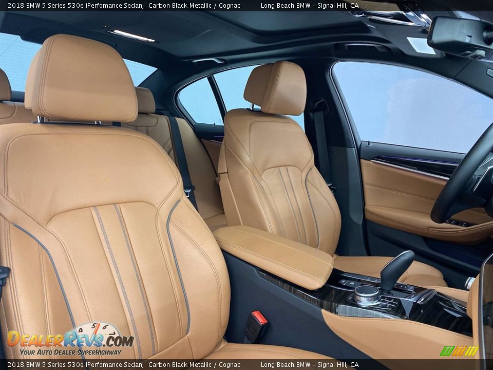 2018 BMW 5 Series 530e iPerfomance Sedan Carbon Black Metallic / Cognac Photo #34