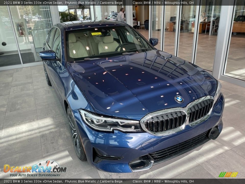 2021 BMW 3 Series 330e xDrive Sedan Phytonic Blue Metallic / Canberra Beige Photo #1