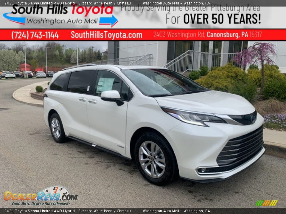 2021 Toyota Sienna Limited AWD Hybrid Blizzard White Pearl / Chateau Photo #1