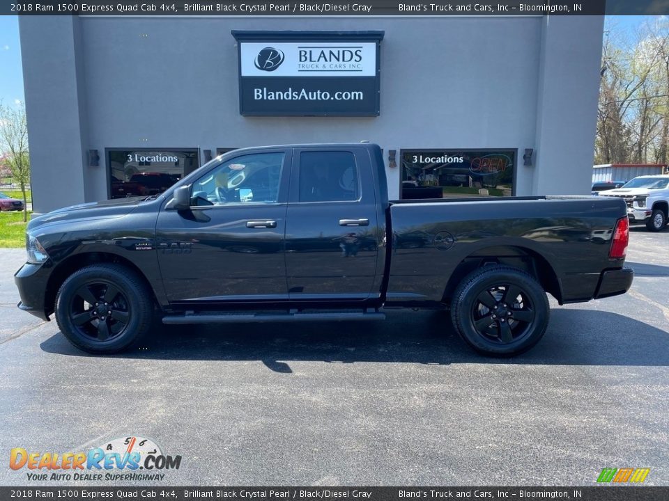 2018 Ram 1500 Express Quad Cab 4x4 Brilliant Black Crystal Pearl / Black/Diesel Gray Photo #1