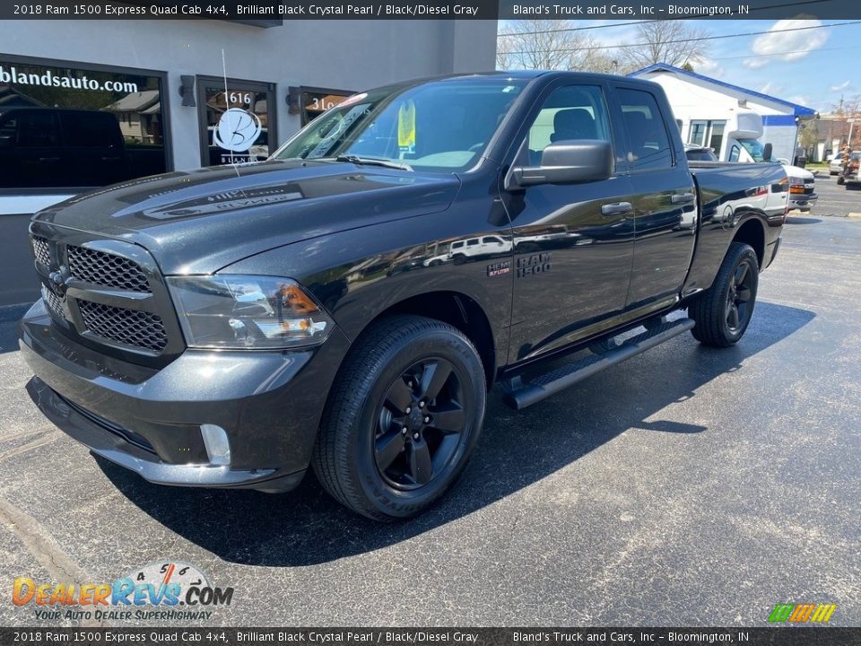 2018 Ram 1500 Express Quad Cab 4x4 Brilliant Black Crystal Pearl / Black/Diesel Gray Photo #2