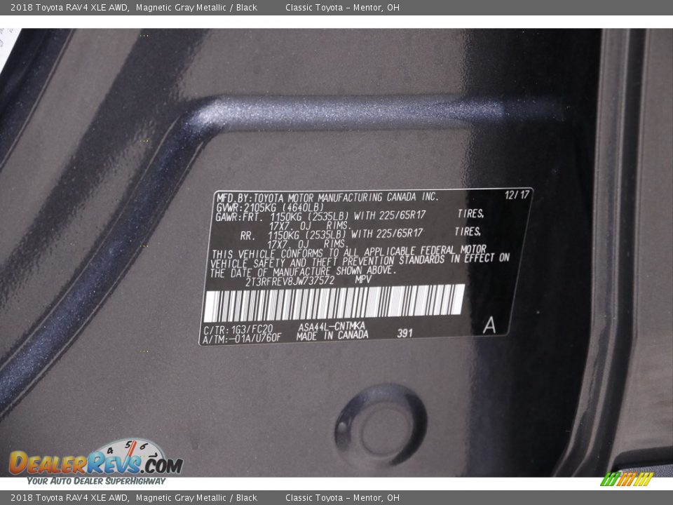 2018 Toyota RAV4 XLE AWD Magnetic Gray Metallic / Black Photo #18