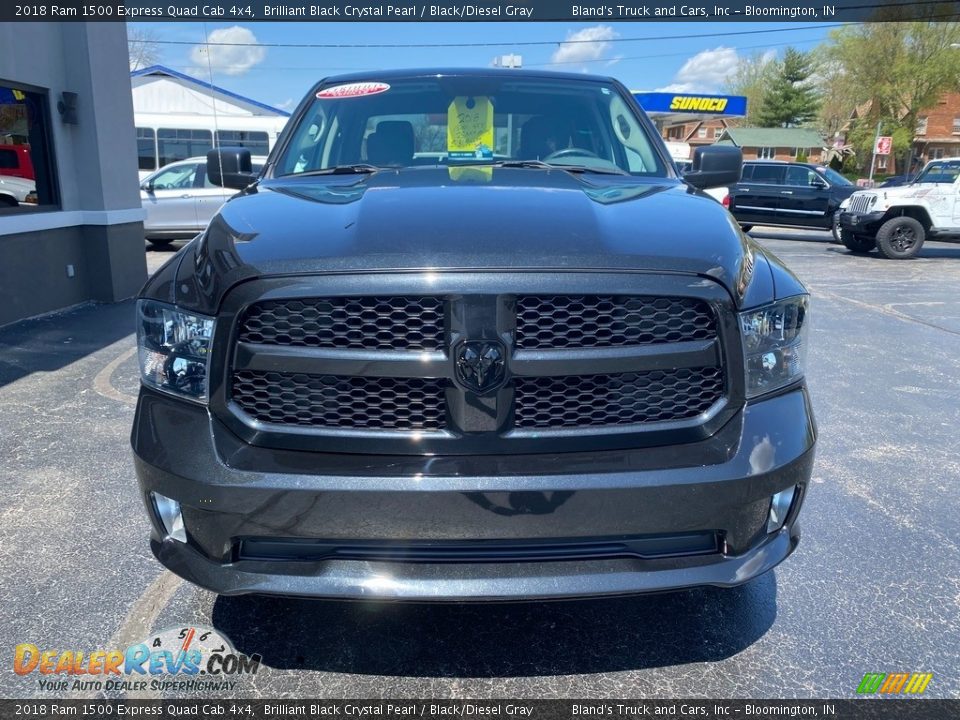 2018 Ram 1500 Express Quad Cab 4x4 Brilliant Black Crystal Pearl / Black/Diesel Gray Photo #3