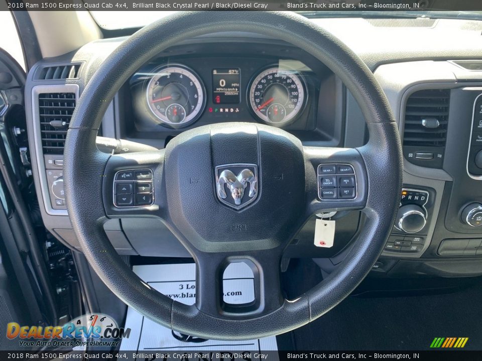 2018 Ram 1500 Express Quad Cab 4x4 Brilliant Black Crystal Pearl / Black/Diesel Gray Photo #14