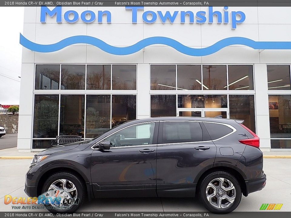 2018 Honda CR-V EX AWD Obsidian Blue Pearl / Gray Photo #1