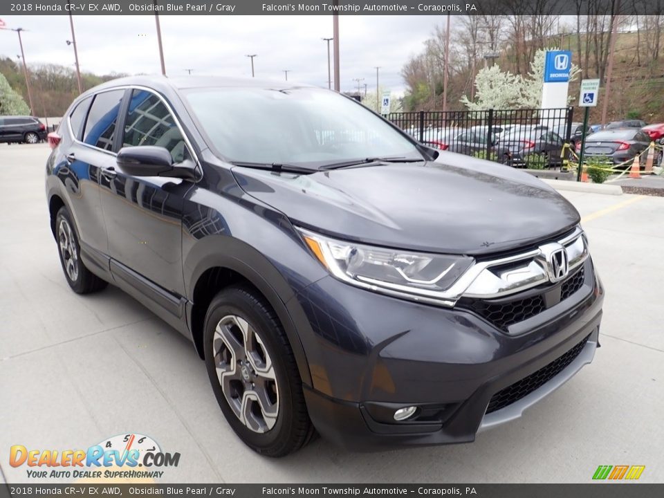 2018 Honda CR-V EX AWD Obsidian Blue Pearl / Gray Photo #7