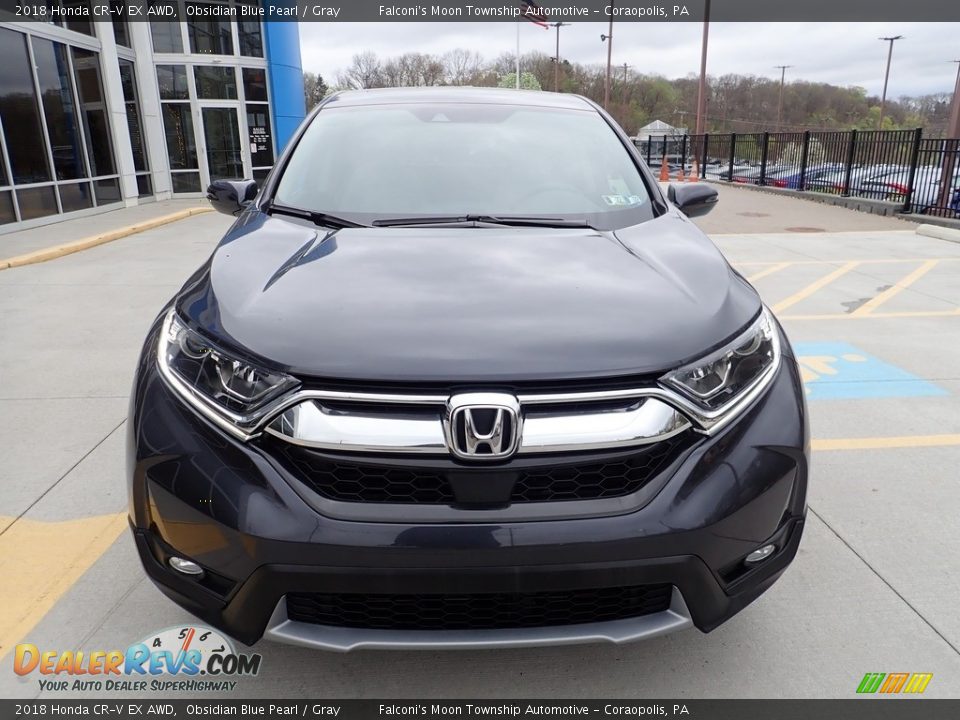 2018 Honda CR-V EX AWD Obsidian Blue Pearl / Gray Photo #8