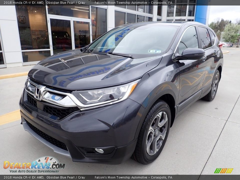 2018 Honda CR-V EX AWD Obsidian Blue Pearl / Gray Photo #9