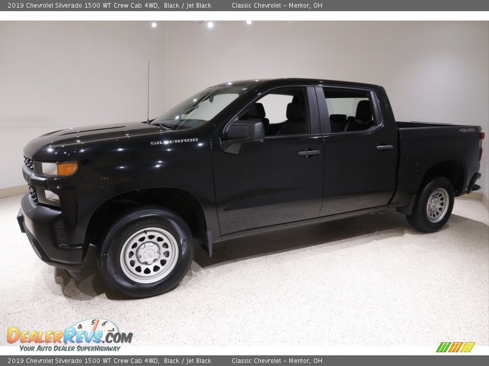 Black 2019 Chevrolet Silverado 1500 WT Crew Cab 4WD Photo #3