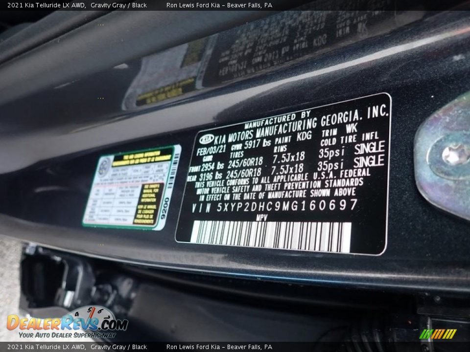 2021 Kia Telluride LX AWD Gravity Gray / Black Photo #17