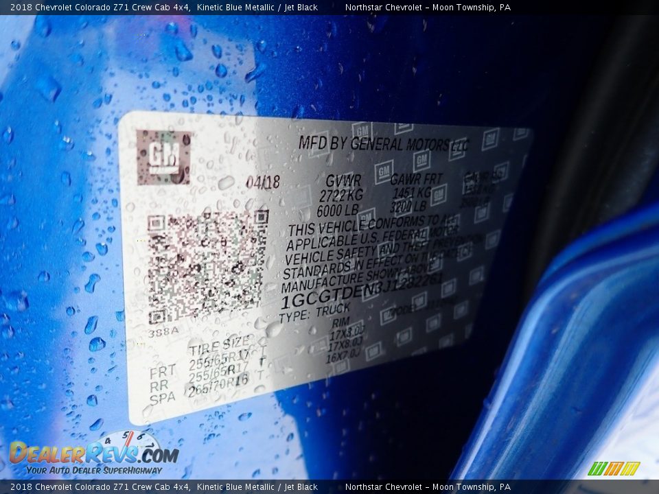 2018 Chevrolet Colorado Z71 Crew Cab 4x4 Kinetic Blue Metallic / Jet Black Photo #28