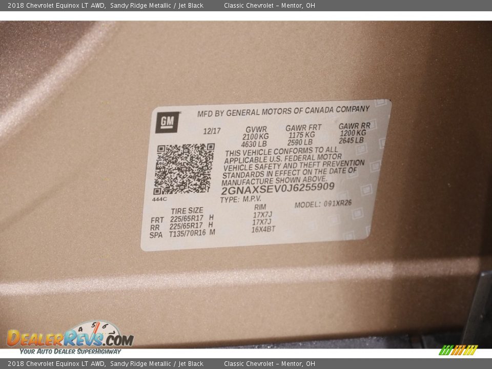 2018 Chevrolet Equinox LT AWD Sandy Ridge Metallic / Jet Black Photo #19