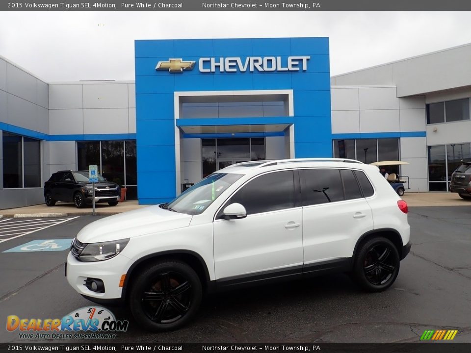2015 Volkswagen Tiguan SEL 4Motion Pure White / Charcoal Photo #1