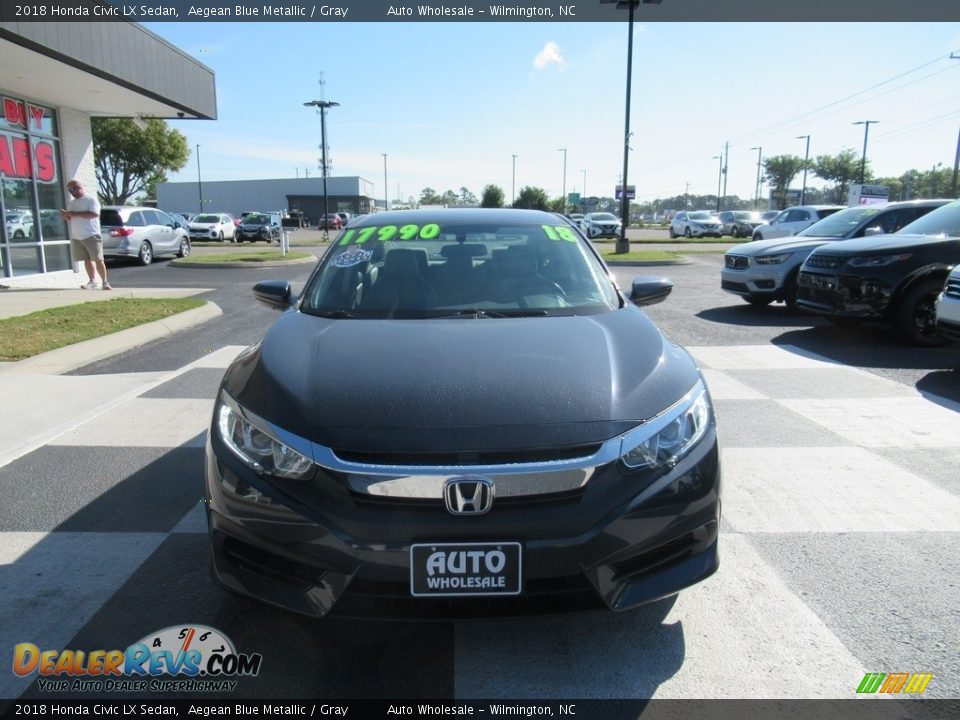 2018 Honda Civic LX Sedan Aegean Blue Metallic / Gray Photo #2